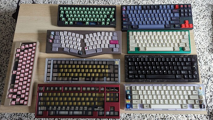 A picture of my custom mechanical keyboard collection